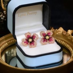 Boucles d'oreilles à tige de fleur dégradée de tempérament coréen élégant pour les femmes bijoux en