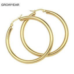 Boucles d'Oreilles Créoles Rondes en Acier Inoxydable pour Femme et Fille Bijoux Classiques