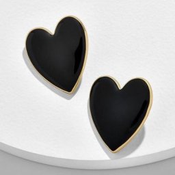 Boucles d'oreilles en forme de cœur pour femmes grandes boucles d'oreilles de luxe noires