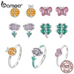 BAMOER-Boucles d'oreilles papillon rose en émail clous d'oreille CÔTÉ cinelle orange bijoux