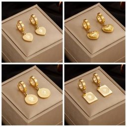 XIYANIKE-Boucles d'Oreilles en Acier Inoxydable en Forme de Cœur Bijoux en Or Cadeau de Vacances