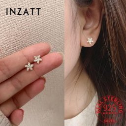 INZATT – boucles d'oreilles en argent Sterling 925 pour femmes bijoux fins accessoires en or 14K