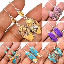 Boucles d'Oreilles Vintage en Forme de Goutte d'Eau pour Femme Bijou Coloré en Résine Motif Marbré