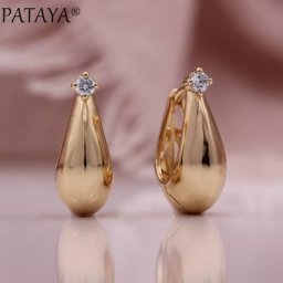 PATAYA-Boucles d'Oreilles Pendantes en Or Rose 585 pour Femme Bijoux de ixen Métal à la Mode et