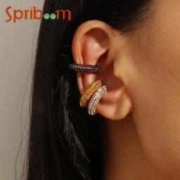 Boucles d'oreilles avec strass colorés en forme de C pour femmes bijoux de luxe style bohème