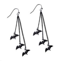 4XBF-Boucles d'Oreilles Pendantes Noires sulf Crochet Halloween