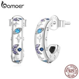 Bamoer-Boucles d'oreilles en argent regardé 925 pour femme bijoux fins piercing exquise étoile