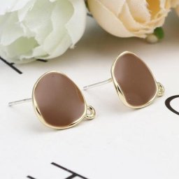 Boucles d'Oreilles en Émail Rond Fait à la Main Bijoux en Or Irrégulier 15mm x 12mm 2 Paires
