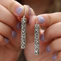 Boucles d'oreilles simples en argent pour femmes bijoux de bar texturés boucles d'oreilles de