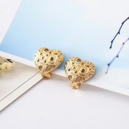 COTARY INE-Boucles d'oreilles en alliage de cœurs creux pendentif coeur clip d'oreille fusion à