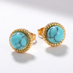 GATTV-Boucles d'Oreilles Punk Vintage en Pierre Naturelle pour Femme Clou en Acier Inoxydable