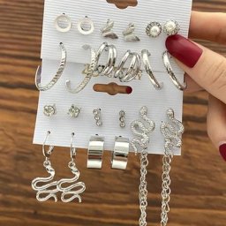17KM-Ensemble de Boucles d'Oreilles Pendantes Géométriques en Argent Carillon pour Femme Bijoux