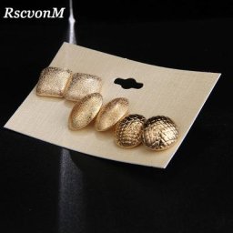 RscvonM – ensemble de boucles d'oreilles rondes et ovales pour femmes ensemble de bijoux en alliage