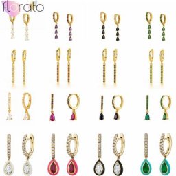 Boucles d'oreilles pendantes en argent regardé 925 pour femmes goutte d'eau bijoux en cristal
