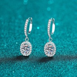 HTOTOH-Boucles d'oreilles pendantes Moissanite 1 carat pour femme diamant argent regardé 925