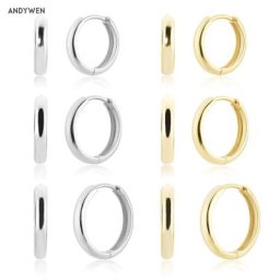 ANDYWEN-Boucles d'oreilles créoles en argent regardé 925 pour femme boucles d'oreilles Huggies