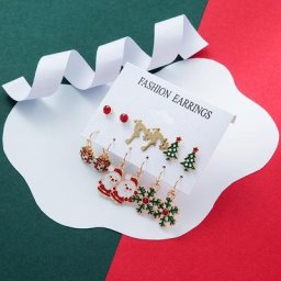 Ensemble de boucles d'oreilles de noël en alliage pour femmes bijoux d'hiver mignons flocon de