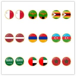 Boucles d'oreilles en verre pour femmes en forme de drapeau National avec Cabochon