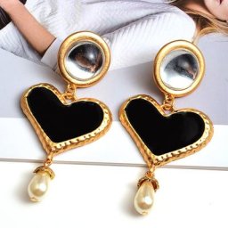 Boucles d'oreilles longues en forme de cœur en métal huilé de haute qualité accessoires de bijoux