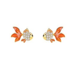 Boucles d'oreilles poisson Koi chanceux pour femmes bijoux de mariage biscuits Chimbal inestone