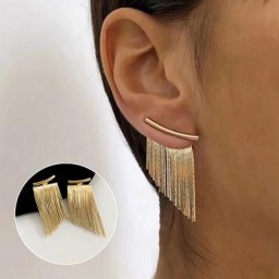 Boucles d'oreilles à pampilles pour femmes longue frange incurvée pendentif tendance accessoires