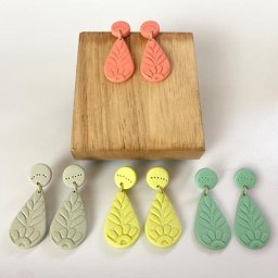 Boucles d'oreilles en argile polymère pour femmes bijoux multicolores en relief texturés formes