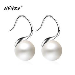 NEHZY – boucles d'oreilles simples en forme de goutte d'eau imitation perle 8MM aiguille en argent