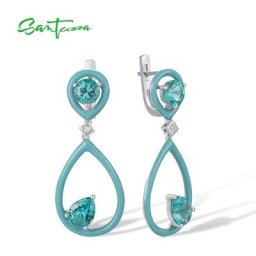 SANTUZZA – boucles d'oreilles en argent Sterling 925 pur pour femme bijou fin en émail fait à la