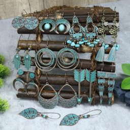 Exknl-Boucles d'oreilles pendantes à pampilles vintage pour femmes bijoux faits à la main pierre