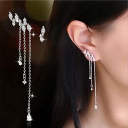 Boucles d'oreilles longues en argent avec pampilles pour femmes bijoux à la mode Bling Zunderies