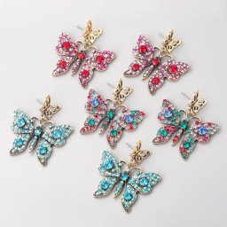 Pauli Manfi – boucles d'oreilles multi-couches en métal strass papillon accessoires de fête