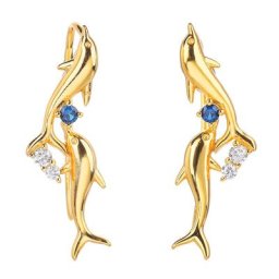 Poulisa – boucles d'oreilles à Double dauphin en zircone cubique en argent Sterling 925 S925 pour