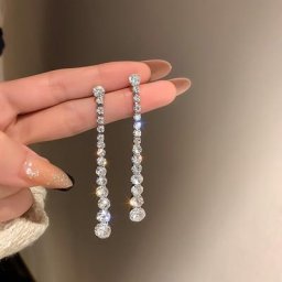 Boucles d'oreilles longues rayées en cristal de cone pour femmes bijoux de luxe pendentif simple