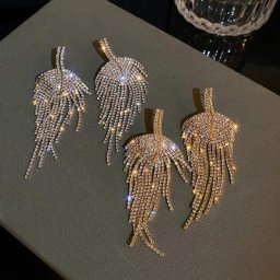 FYUAN – boucles d'oreilles longues pampilles en strass pour femmes accessoires de bijoux à la mode