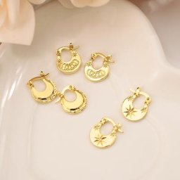 Mini boucles d'oreilles créoles en or pour petite fille bijoux de sécurité princesse ronde
