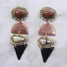 Boucles d'Oreilles Vintage en Fausse Pierre et Métal pour Femme Style Bohème Indien Ethnique
