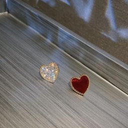 Boucles d'oreilles en forme de cœur pour femmes en métal tendance adorable rouge amour Ab