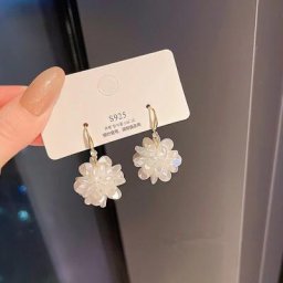 Boucles d'oreilles boule de cristal de fleur de perle pour les femmes bijoux de senior luxe
