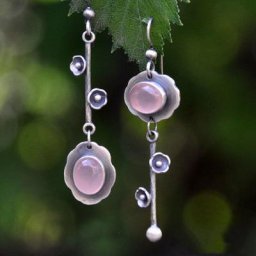 Boucles d'oreilles rétro bohémiennes incrustées de pierre rose fleur os suspendus cadeaux de