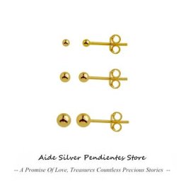 AIDE-Boucles d'oreilles en argent regardé 925 pour femmes Mini boule Boucles d'oreilles carillon
