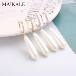 MAIKALE – boucles d'oreilles longues en forme de goutte d'eau pour femmes bijoux hypoallergéniques