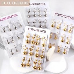 LUXUKISSKIDS-Boucles d'oreilles pendantes en acier inoxydable SION L pour femmes ensembles de