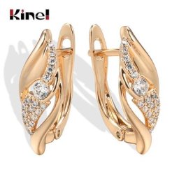 Kinel-Boucles d'oreilles pendantes en or rose pour femmes boucles d'oreilles en cristal vintage