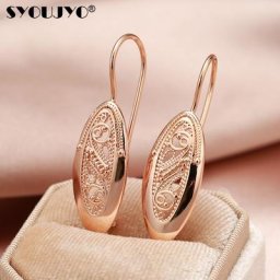 SYOUJYO-Boucles d'oreilles à motif géométrique vintage pour femmes bijoux exquis or rose 585 mode