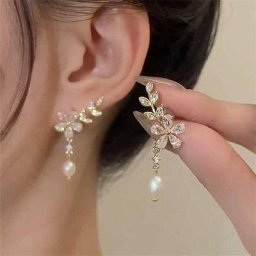 Boucles d'oreilles feuilles en cristal fleurs Zircon Rose papillon bijoux de fête de mariage