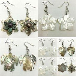 Boucles d'oreilles pendantes en nacre pour femme cuir chevelu fleur perle tortue paire WFH626