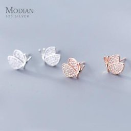 Modian-Boucles d'Oreilles Animaux en Argent Sterling 925 Authentique pour Femme Noble Or Rose