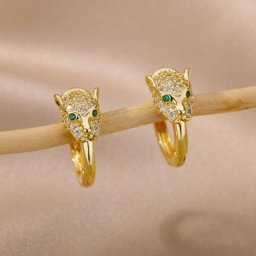 Punk CZ pierre cristal panthère boucles d'oreilles pour femmes Animal léopard boucles d'oreilles