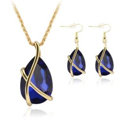 Ensemble de bijoux chic pour femme collier pendentif goutte d'eau boucles d'oreilles à crochet