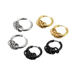Boucles d'oreilles Punk en titane et acier pour hommes et femmes petits cercles fil rond